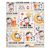 Personalized Baby Blanket with Name for Girls Boys Birthday Gift Cow Custom Baby Throw Blanket